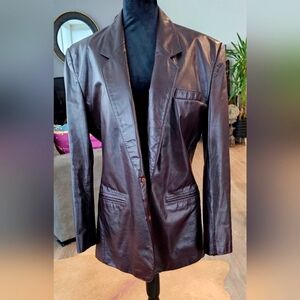 Vintage Men's Cordovan Sport Coat with Notched Lapels and Structured Silhouette